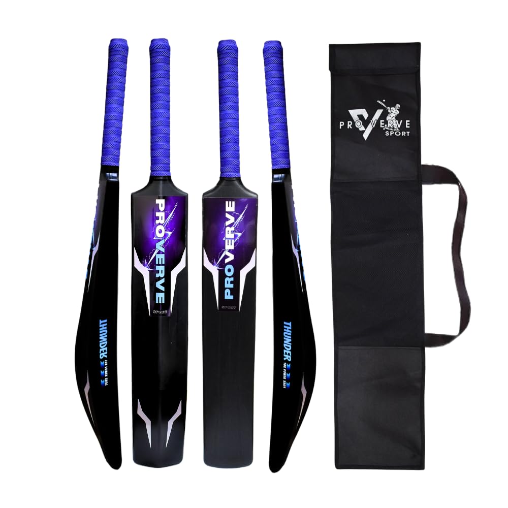 PROVERVE Cricket Tennis Bat Full Size, 3X Blade Premium Hard Black Colour Plastic Bat, Thunder Series with Free Bat Cover, Pack of 1(Blue Grip) (B0DFX6LFL5) Amazon Price History, Amazon Price Tracker