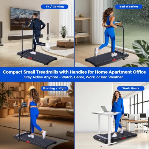 Image of Walking Pad Treadmill with Handle Bar, Portable Small Treadmill for Home