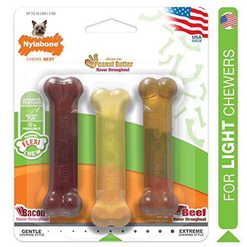 Nylabone Moderate Chew FlexiChew Dog Toys, Chew Toy Pack for Small Dogs