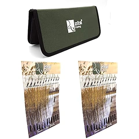 Zite Fishing Stiff Rig-Wallet Set inklusive 24 Boilie-Rigs - Karpfen-Vorfächer #2-8 + Rig-Board Vorfach-Tasche Cover