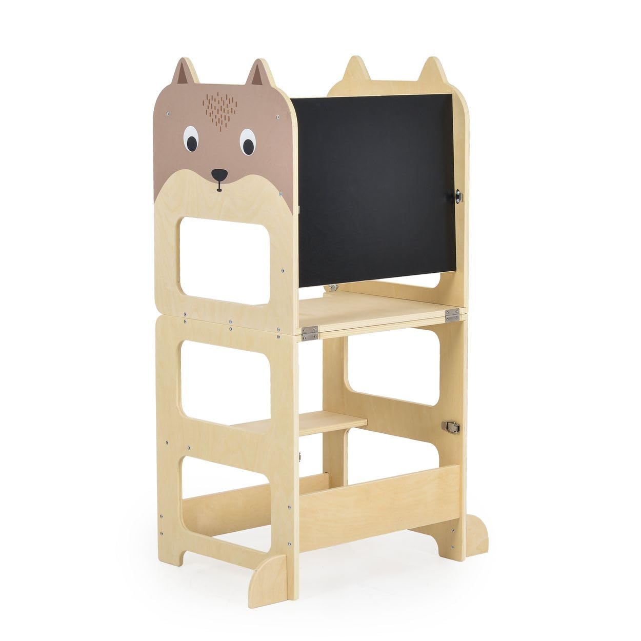 Moni Kinder Holz-Lernturm 3 in 1 24446 Schreibtisch Bank Zeichentafel Stehhilfe, Farben:braun