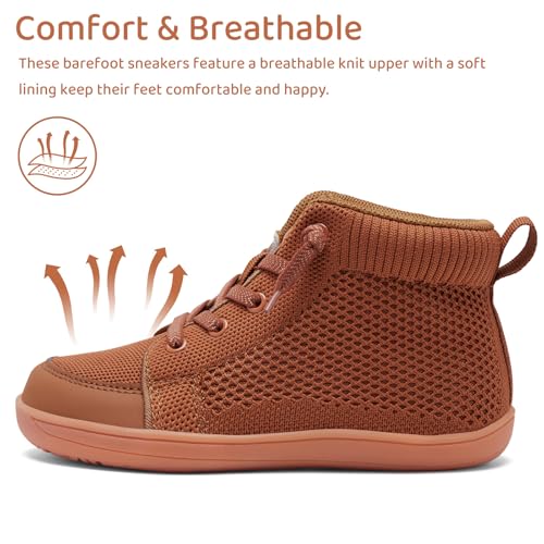 WateLves Toddler Little Kids Wide Barefoot Shoes Girls Boys Lightweight Boots Minimalist High Top Walking Shoes Breathable Comfort-Forward Ankle Support3