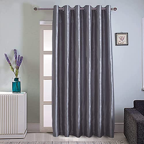 Image of GYROHOME Extra Wide Greyout Curtain for Sliding Glass Door, Faux Silk Greyout Curtains Fully Lined Solid Window Treatment Drapes (1Panel,100x108inch,Grey)