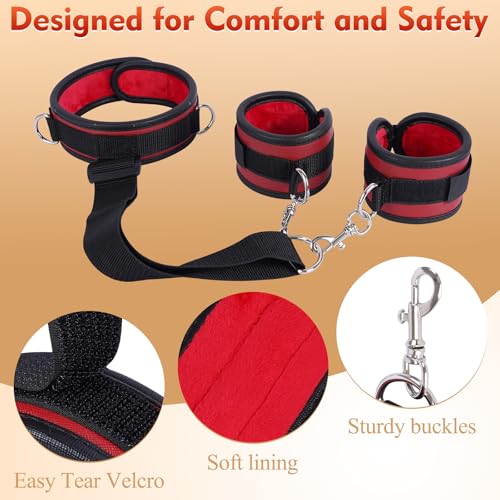 Image of BDSM Sex Bondage Neck to Wrist Restraints Kit, Sex Toys for Couple Adjustable Behind Back Handcuffs Bondage Restraints Set, Bed SM Adult Sex Game Play, Sex Toys for Women Man Beginner