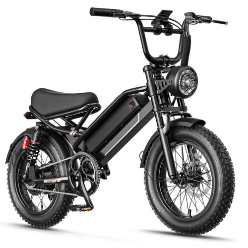 Electric Bike for Adults, Ebike 2000W/1500W Peak Motor, E Bike 32/28MPH Top Speed, Up to 55-80 Miles Range, 20"/16" Fat Tire, 48V Removable Battery, All Terrain Electric Dirt Bike (1500W-Charcoal)