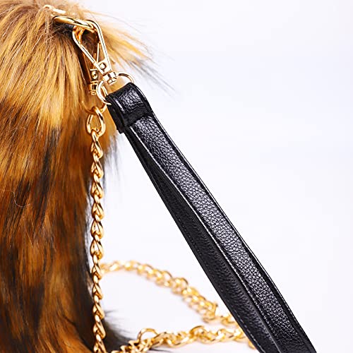 Zoscgjmy Evening Faux Fur Handbags For Women Furry Fluffy Fuzzy Bags Purse Crossbody Shoulder Strap (Brown) #TOP5