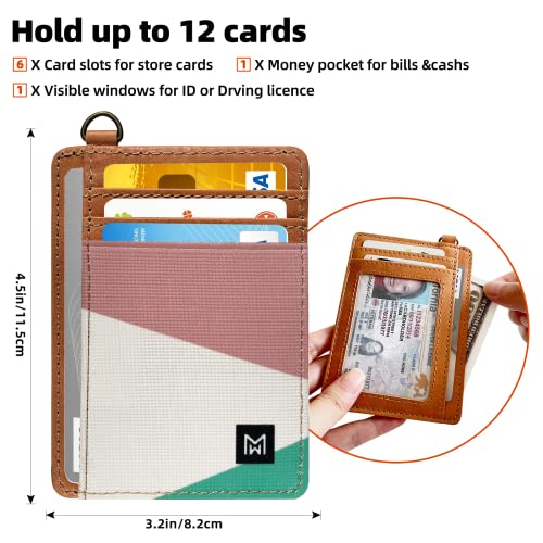 Image of Credit Card Holder Wallet for Women Slim Minimalist Wallet RFID Blocking Leather Wallets Elastic Front Pocket Wallet for Women, geometry, 4.5 x 3.2 x 0.3 inches, Minimalist