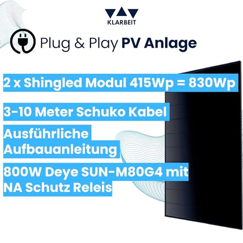 Balkon Solaranlage Klarbeit 800W Komplettset mit Wechselrichter und WLAN