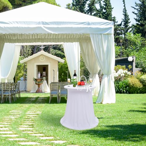 Nappe extensible blanche ronde GARVALON housse de table extensible - 4