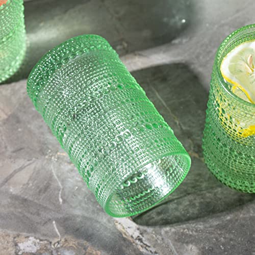 Sunnow 12 Ounce Raindrop Glass Cup,Iced Tea Glasses For Water, Beverage,Juice, Wine,Beer And Cocktail,6 Pack (Green) #TOP3
