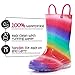 K KomForme Toddler Light Up Rain Boots Patterns and Glitter Rain Boots for Girls Boys with Handles,Shimmer Rainbow,12