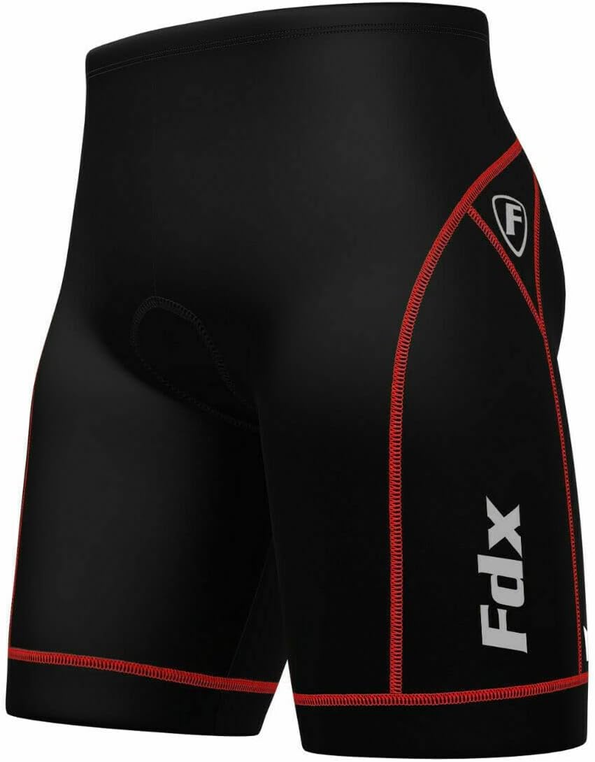 FDXCycling Shorts Men's - Anti-Bac Foam Padding Bike Ridest Shorts - Breathable, Quick Dry Bicycle Tights, Hi-Viz Reflective Detailing Outdoor Half Pants - Anti-Slip Mountain Biking