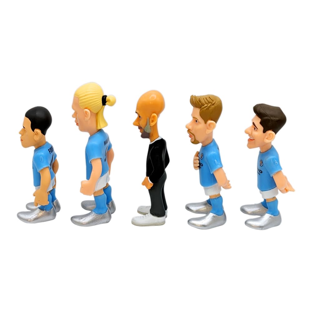 MINIX - Manchester City - Pack de 5 - Figurines à Collectionner 7cm (Guardiola/Haaland/Foden/De Bruyne/Julián Álvarez)