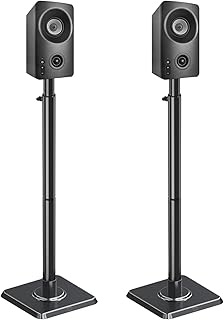 Mounting Dream Speaker Stands - Height Adjustable Speaker Stand for Vizio, Polk, JBL, Sony, Speaker Stands Pair with Wire Management (Holds up to11LBS Per Stand)
