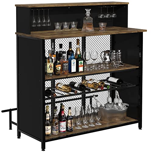 Gdlf Home Bar Unit Mini Bar Liquor Bar Table With Storage And Footrest For Home Kitchen Pub (Brown) #TOP6