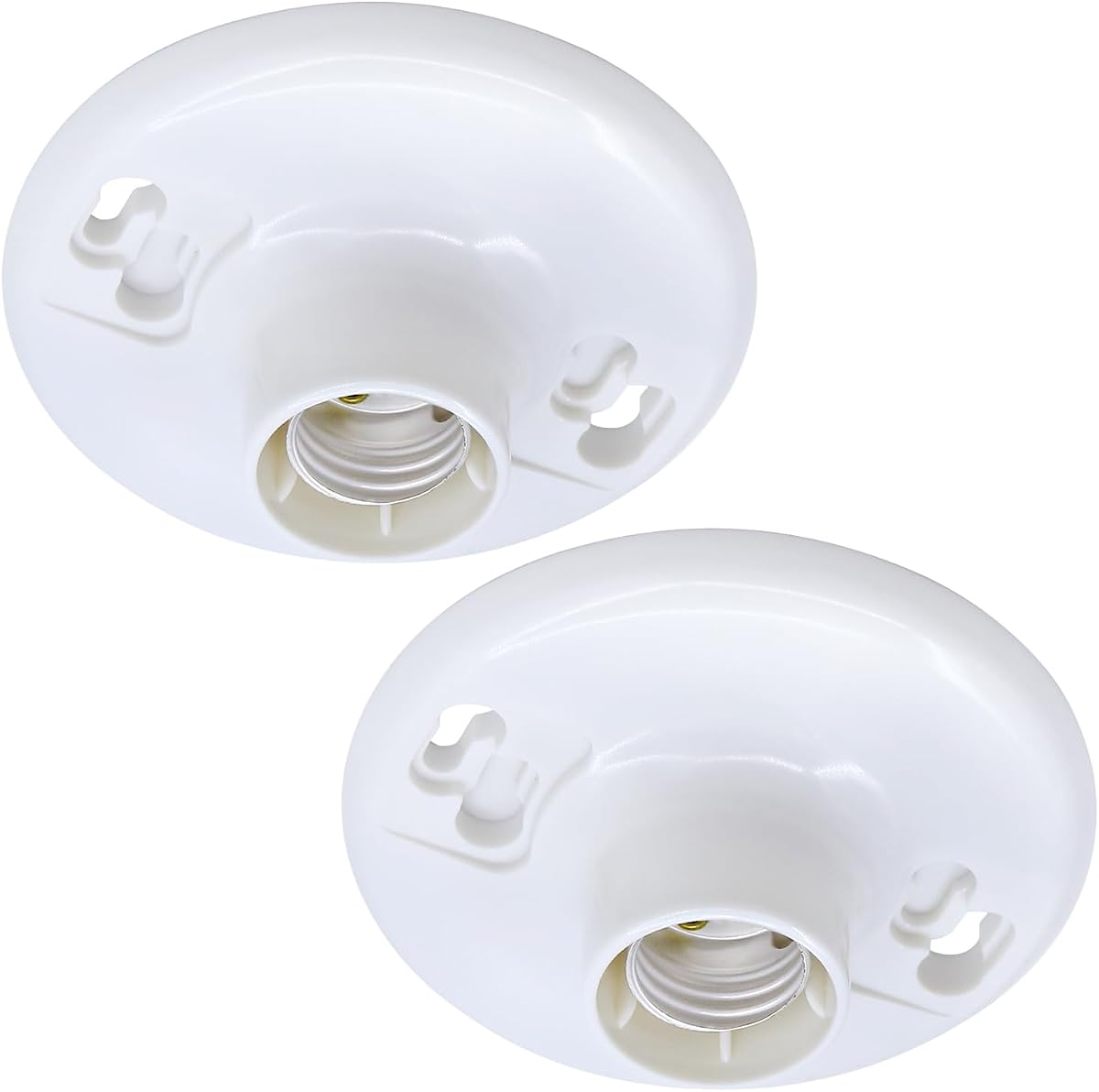 Seentech Portalámparas de plástico sin llave - Enchufe de luz de techo de base media E26, 660 W, soporte de caja de salida ignífugo duradero (paquete de 2)