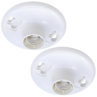 Seentech Keyless Plastic Lamp Holder E26 Medium Base Ceiling Light Socket, 660W, Durable Flame-Retardant Outlet Box Mount 2-Pack