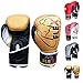 FLEX - Guantes de boxeo de carbono para Muay Thai, para entrenamiento Maya Hide de piel, guantes de boxeo y kickboxing, almohadillas de foco, color dorado, 8 onzas