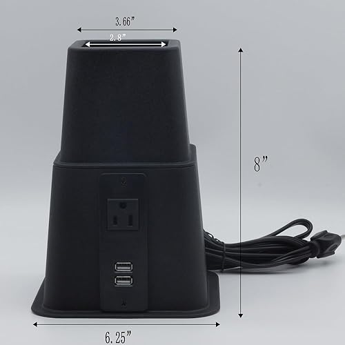 Miniatura 6 de HomeRoots Juego de 8 elevadores ajustables de plástico resistente de 3, 5 u 8 pulgadas para cama, muebles, sofá, mesa y silla, color negro eléctrico