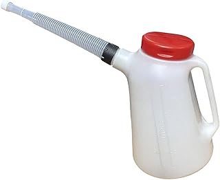 Oshhni Jarra medidora de aceite con escala, olla de 5 l, resistente, a prueba de fugas, con tapa y, dispensador para vehículos, Anillo Negro