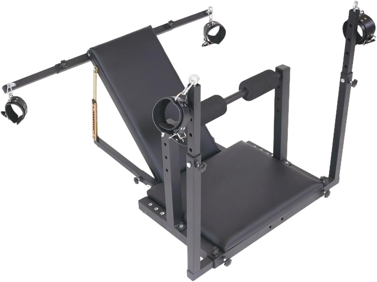 Obedience Bench with Adjustable Bondage Chair, Artificial Leather Cuffs and Carbon Steel Pad (Sex Chair)