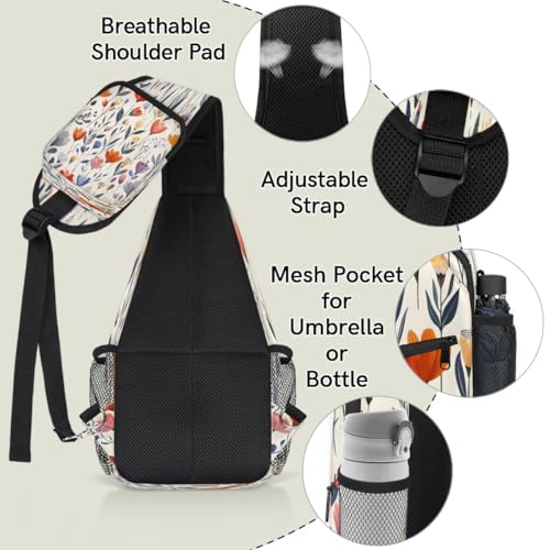 Bolso tipo sling unisex con diseño floral para viajes y senderismo miniatura 4