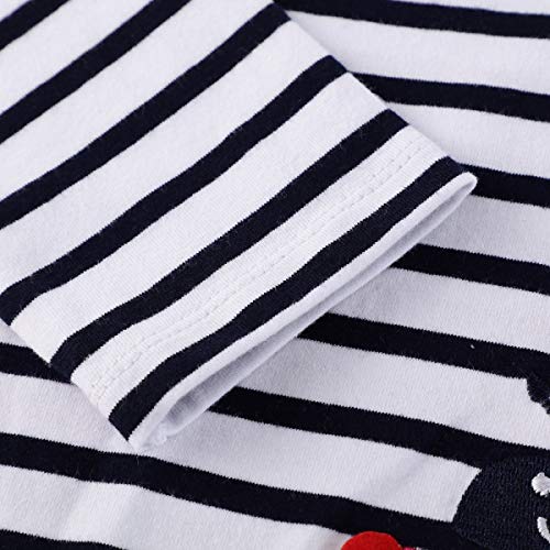 Image of Hongshilian Toddler Girls Longsleeve Dress Cotton Jersey Casual Dresses Cartoon Applique