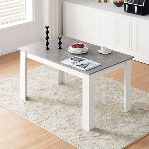 CLIPOP Tavolo da Pranzo, Piano 120 cm x 80 cm, Tavolo da Cucina Rettangolare a 4 posti, arredamento moderno per sala da pranzo