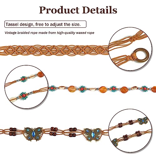 Knana Women Braid Belt, Woven Waist Belt for Dress, Women Bohemian Style Belt - 3Pcs3