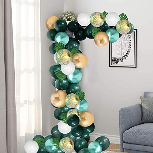 Jungle-Verjaardags-Ballonnen-30-cm-Groen-Wit-Goud-Latex-Ballonnen-met-Palmbladeren-Voor-Babyshower-Tropische-Decoratie-Verjaardagsfeest-Achtergrond-Decoraties-50-stuks