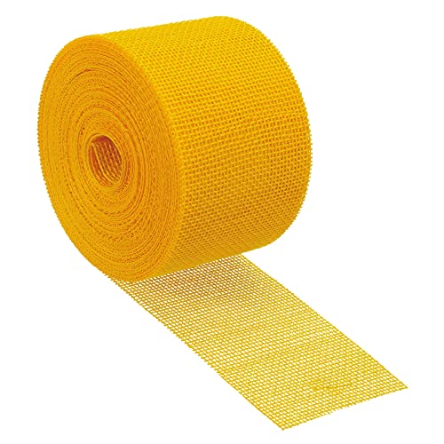 PATIKIL 2 Inch Wide 11 Yards Burlap Fabric Ribbon, Jute Crafts Roll Wrapping for Party Home DIY Wrapping Decoration Yellow