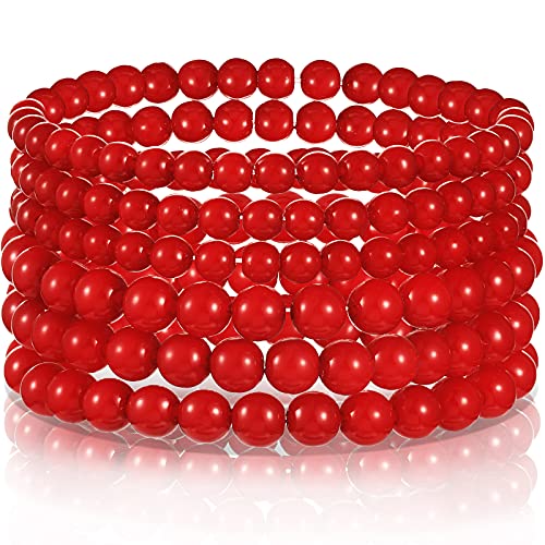 Hicarer 6pcs Pearls Bracelets for Women, Stretch Beaded Bracelets Bridal Bridesmaid Jewelry, Halloween Christmas Gift