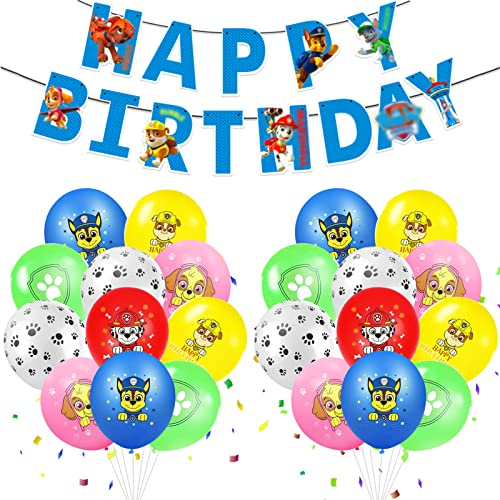 36 Stück Geburtstag Dekoration Set,mit HAPPY BIRTHDAY Banner,Kindergeburtstag Deko Ballons,Bunt Luftballons für Kinder Partydekorationen Cover