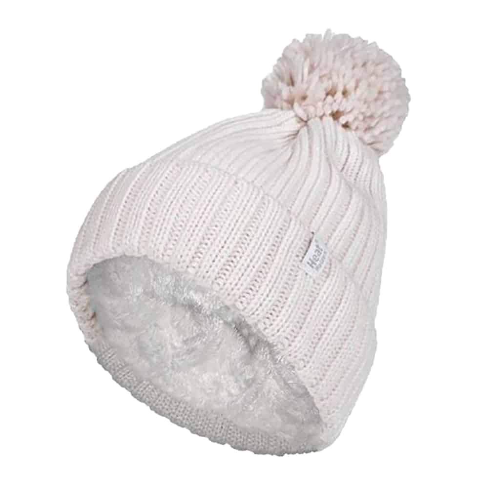 Heat Holders Women's Cream (Arden) - Thick Chunky Ribbed Cuffed Thermal Insulated Winter Pom Pom Bobble Hat (One Size, )