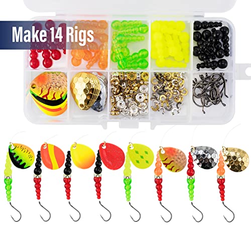 Alwonder 164 Pieces Lure Making Kit For Fishing Rigs, Walleye Rigs Kokanee Rigs Trolling Rigs, Lure Making Supplies Parts Crawler Harness Trout Bass Salmon Colorado Blades Stacked Fishing Beads #TOP3