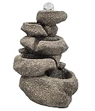 Dehner Zimmerbrunnen Olina, Indoor-Brunnen, mit LED-Beleuchtung, ca 16,5x34x22 cm, Polyresin, grau