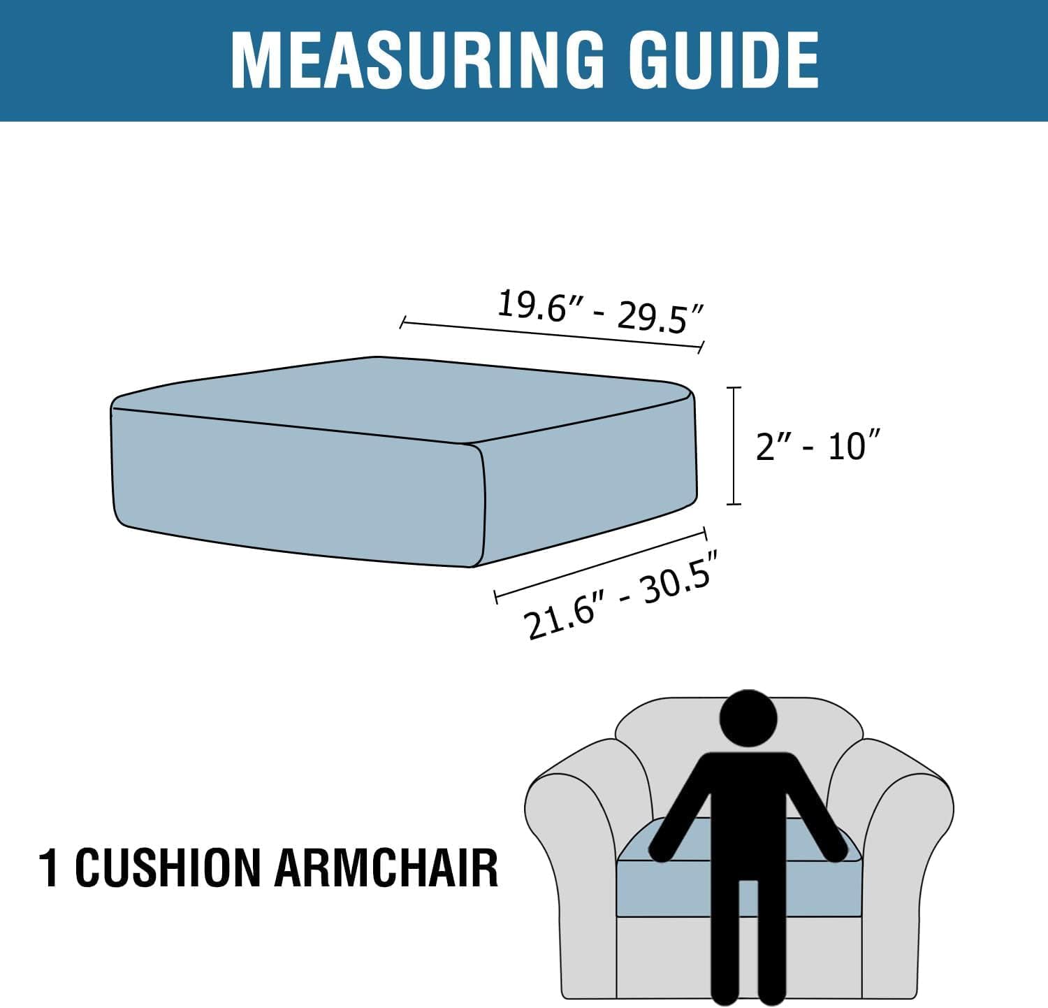 H.VERSAILTEX Velvet Stretch Couch Cushion Cover Plush Cushion Slipcover for Chair Cushion Furniture Protector Seat Cushion Sofa Cover (1 Piece Armchair Cushion Covers, Cream)