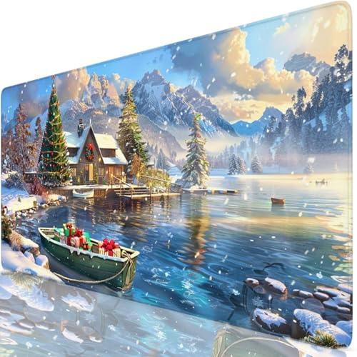 Tapis de Souris XXL 120x60cm, Noël Tapis de Souris Gaming, Sous Main Bureau Gaming Arbre Mouse Pad avec Coutures sur Les Bords, Antidérapant Mouse Pad Accessoire Bureau pour Gamer,Maison,Cadeau Y8-206