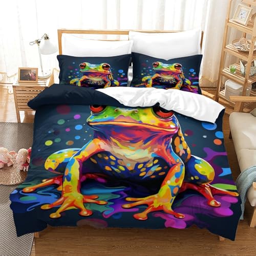 Housse de couette 3d grenouille avec fermeture éclair parure microfibre - 3