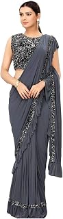Women's Brocade Viscose Ready to Wear Saree With Blouse Piece