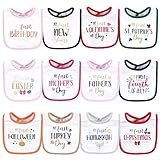 Little Treasure Unisex Baby Cotton Bibs, Holiday Fancy Girl, One Size