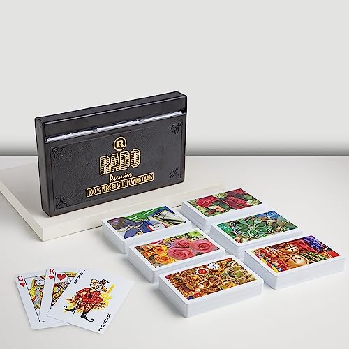 Image of RADO Switzerland Premier Plastic Playing Cards (Set of 12), Bridge Size, Multicolor Cards Packed in Three Piece PVC Containers, Cards for All Ages Used for Card Games, Poker and Rummy