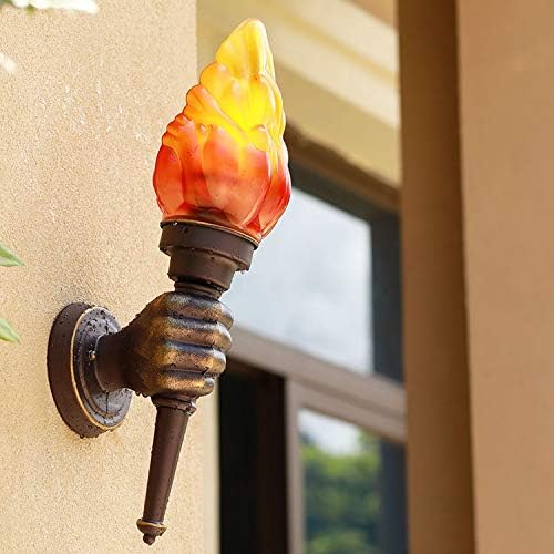 7W LED Outdoor/Indoor Gate Door-side Wall Sconces Light Fixture Waterproof IP54 Torchbearer Holding Torch Lighting lamp Right