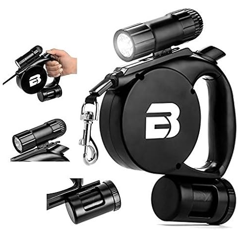 The Furry Pal 3 in 1 Retractable Dog Leash (LED Light + Bag Dispenser) - Durable Thick & Adjustable 15 Foot Leashes - Best for Training - Walking - Jogging - Small - Medium - Large - Strong Dogs Cover