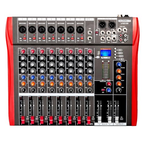 5 Core Audio Mixer 8 Channel DJ Mixing Board Professional Bluetooth USB Analog Mezclador De Audio w...