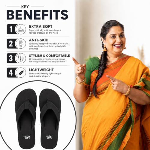 Image of ORTHO JOY Women's Doctor Ortho Slippers | Extra Soft Cushioned Footbed, Anti-Skid Lightweight Flip-Flops for Home & Daily Wear