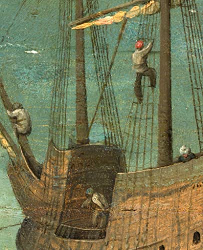 Détail du gréement du navire de la tour de Babel par Pieter Bruegel toile murale 60x90cm