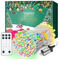 LAMYAR Christmas Lights with 300 LEDs, 100FT Connectable Plug in Fairy String Lights with Remote & Timer, IP65 Waterproof Lights for Yard, Garden, Christmas Décor (Color Changing + Warm White)