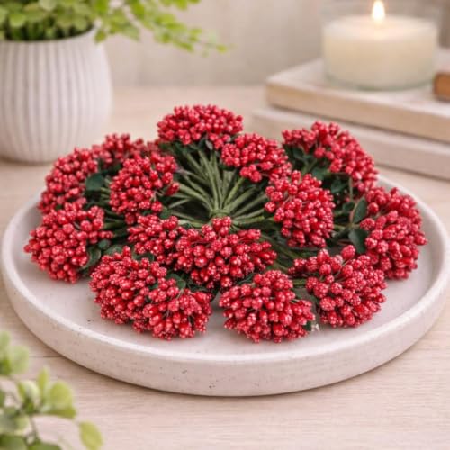 Image of SATYAM KRAFT 48 Bunch Decorative Artificial Pollen Flower Perfect for Tiara, Wedding Jewelry & DIY Making Flowers for Bouquet, Hamper, Trousseau Decoration Items(48 Bunch of 576 Pollen Each)