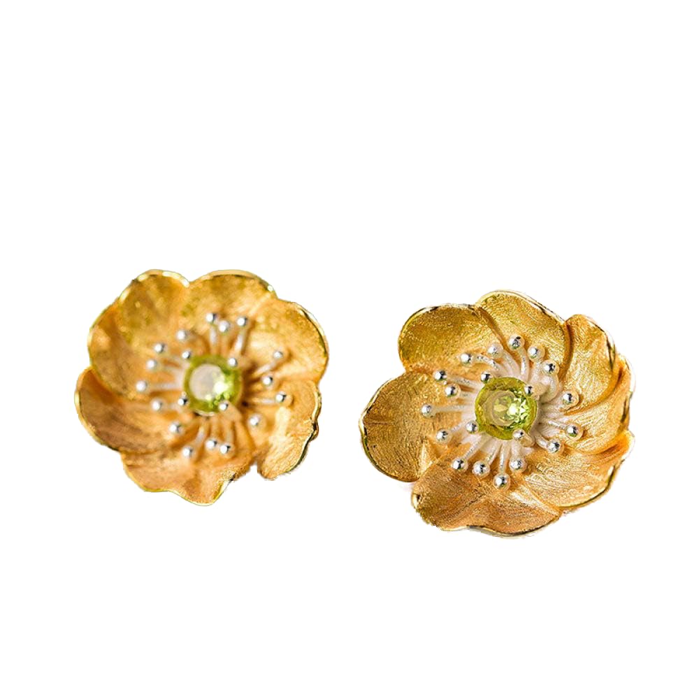 Vintage Largo Aretes De Plata Esterlina S925 Mujeres Anémona Flores De Cristal Encanto Estilo Chino Temperamento Elegante Regalo De Alta Gama Larga Stud Earrings,3